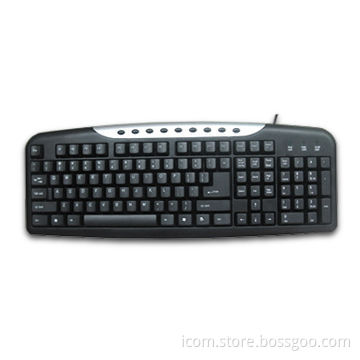 USB Wired Computer Keyboard with Waterproof Feature and Nine Enhanced Hotkeys
